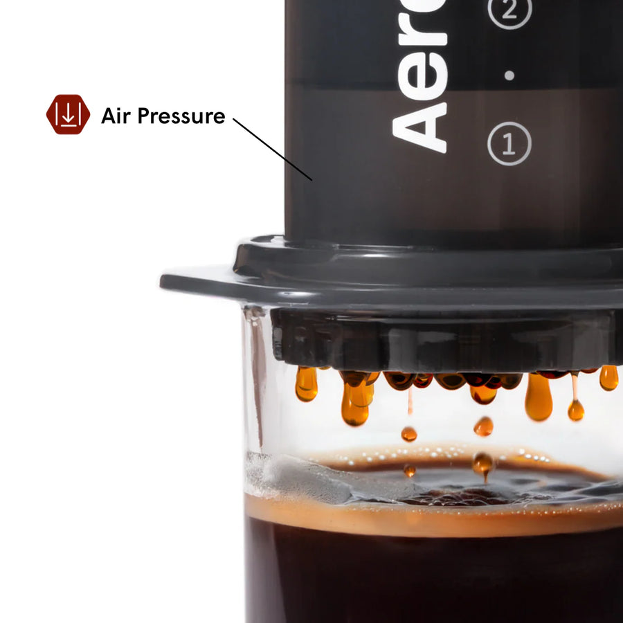 AeroPress original coffee brewer, brews with air pressure