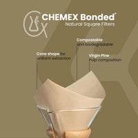 Chemex Pre-Folded Natural Filter Squares (FSU-100) available from ozonecoffee.mom