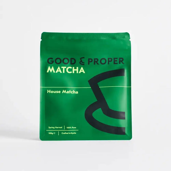 Good & Proper House Matcha 100g bag, Kyoto ceremonial-style matcha powder.