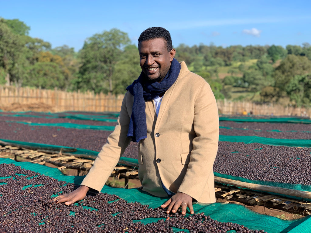 Israel Degfa by the drying tables at Ana Sora