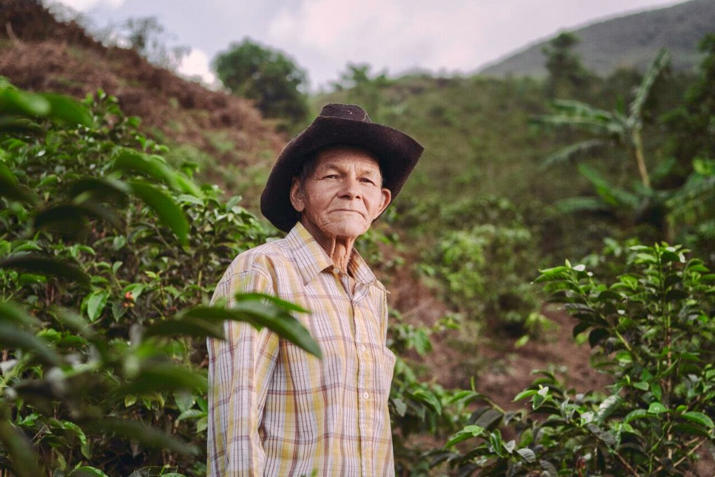 Don Gabriel Cortes at his farm, El Tractor, in Antioquia, Colombia