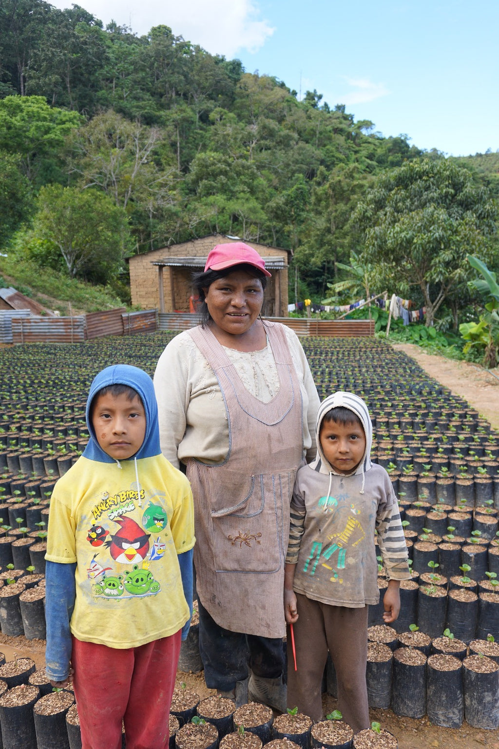 Daisy Palli Mamani and her 2 sons photographed at Volcán del Tigre