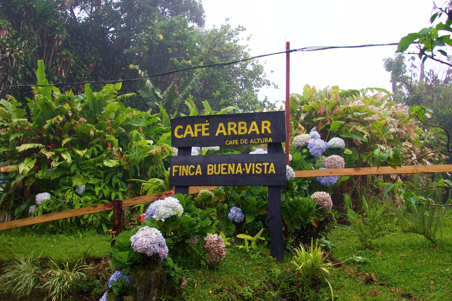 The sign at the entrance to the Cafe Arbar micromill in Costa Rica