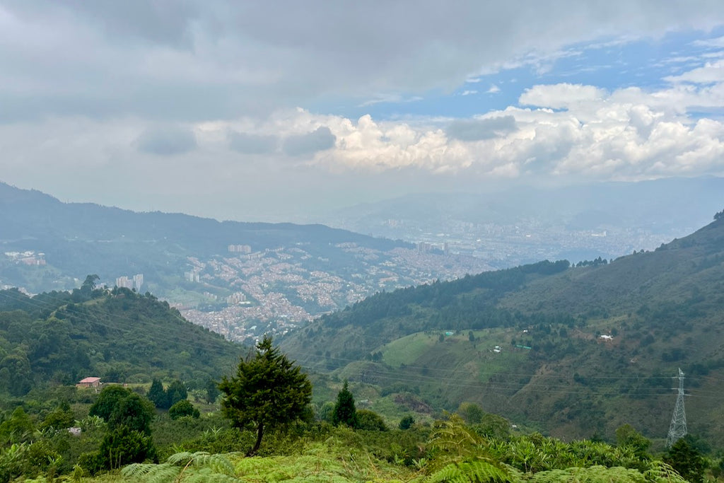 A view from El Tractor down over the nearby city of Medellín in Antioquia, Colombia