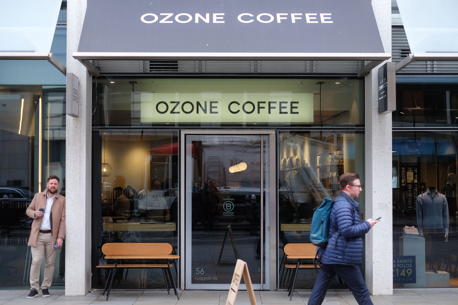 Ozone Coffee Ludgate Hill – café exterior at 56 Ludgate Hill, EC4, near St Paul's Cathedral