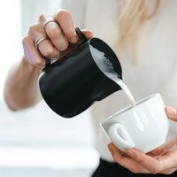 Rhino Stealth Black Milk Pitcher - High-quality stainless steel milk pitcher for professional baristas from Ozone Coffee