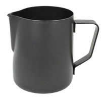 Rhino Stealth Black Milk Pitcher - High-quality stainless steel milk pitcher for professional baristas from Ozone Coffee