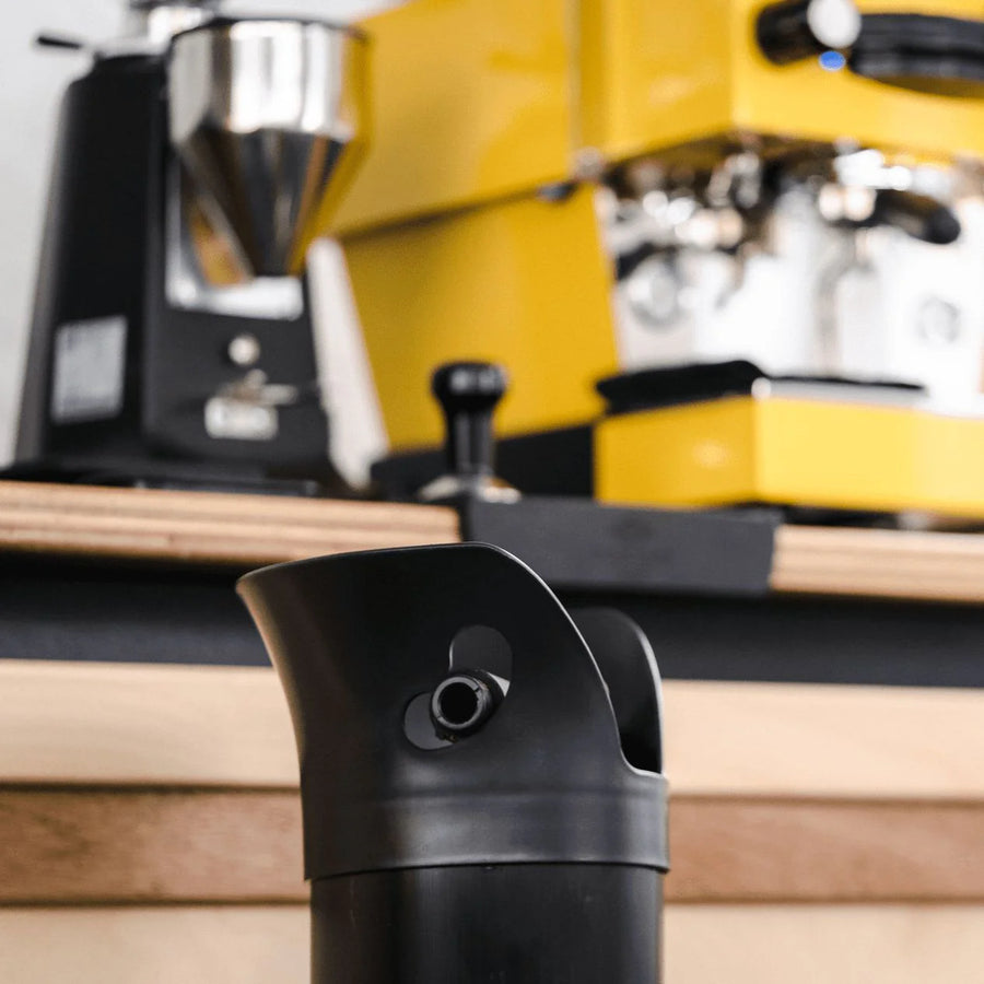 The Rhino Coffee Gear Thumpa Floor Standing Coffee Knock Tube. Available from Ozone Coffee Roasters at ozonecoffee.mom