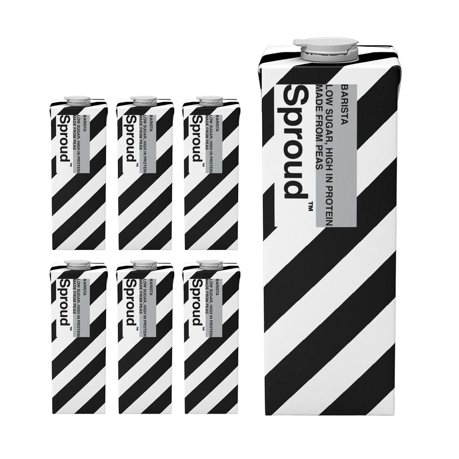 Sproud Barista Pea-Based Milk Alternative six pack of one litre cartons grid image
