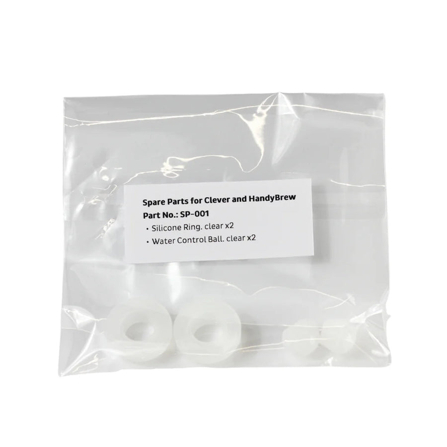 Clear plastic packaging with white parts labeled 'Clever and HandyBrew' on a white background