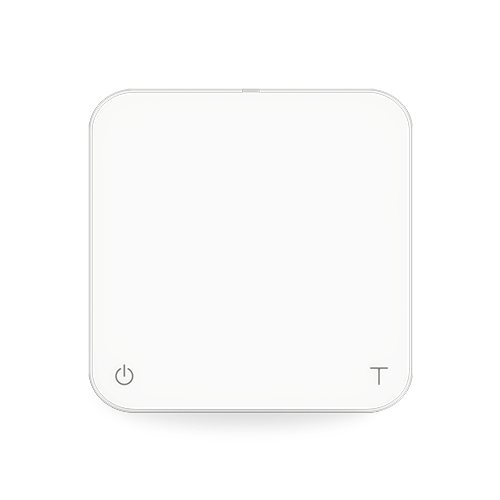Acaia Pearl scale in Classic White — top view